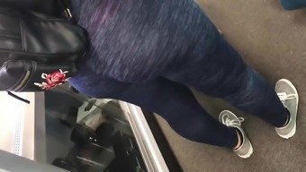 Super Thick Booty In See Thru Leggings With A Bend Over. 