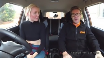 Big Ass Blonde Rides Instructors Cock In Car