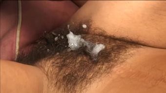 Mature Takes A Cumshot With Her Pubic Hair