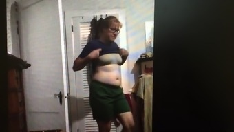 Wife Taking Off Shirt Bra Chubby Belly Unaware