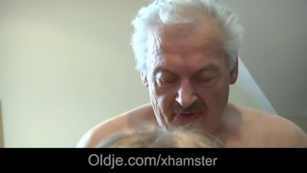 Light Haired Grand Father Fucks His Moron Youthful Maid