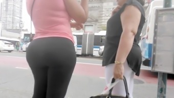 Bubble Booty Latina At Bus Stop