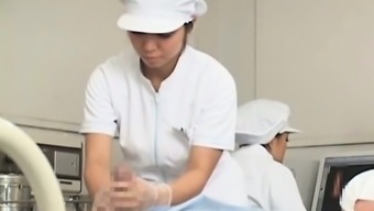Sweet From Asia Nurses Supplying Handjob In Association For Ejaculate Test