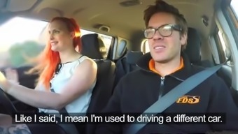 Fake Driving School Tattooed Redhead Craves Instructors Big Cock And Cum
