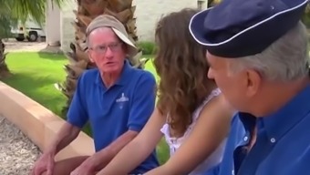 Two Grandpas Bang A Blonde Hair Young Girl And Lick Her Pussy Lips