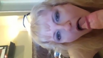 Blonde Cougar Makes A Guy Cum On Her Face