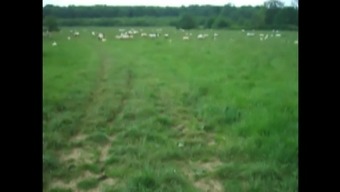 Small Titted Milf Walking Nude With The Sheep