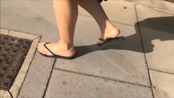 120fps Slo-Mo - Woman Walking In Flip Flops (Shoe Fetish)