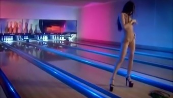 Tall Brunette Strips Naked In Bowling Alley