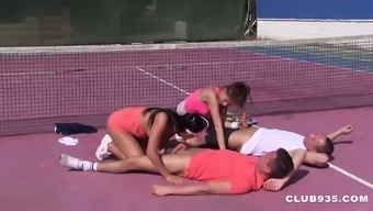 Foursome On The Tennis Court