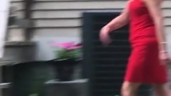 Gilf Wife Jan Booty In Red Dress And Heels 