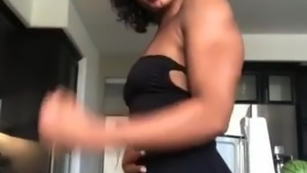 Fit Ebony Teen Showing Off Her Body 