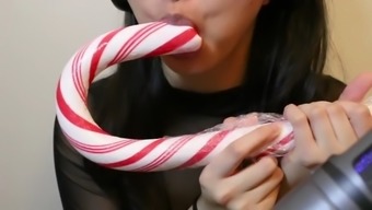 Asmr Asian Girl Sensually Licks Huge Candy Cane