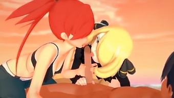 Pokemon - Threesome With Flannery And Cynthia