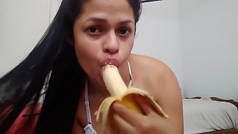 Playing And Masturbating My Pussy With A Big Banana