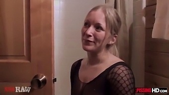 Hot Blonde In A Gas Mask Gets Peed On