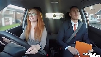Public Redhead Babe Doggy Style In Car Test