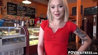 Blonde Waitress Dakota Skye Rides Cock Pov For Cum Facial