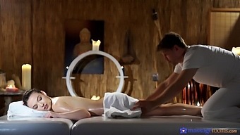 Tattooed Babe Gags And Fucks On The Massage Table