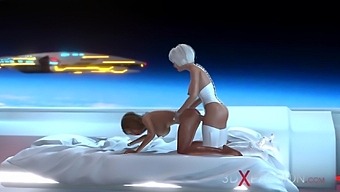 3d Sexy Sci-Fi Dickgirl Android Plays With A Hot Woman In The Space Station