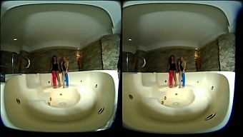 2 Girls With Long Cast Legs In Jacuzzi - Vrpussyvision
