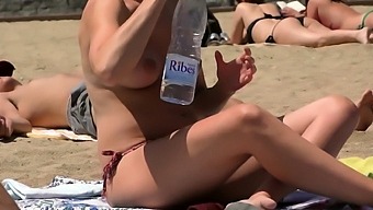 Amazing Blonde Girl Topless Beach Voyeur Public