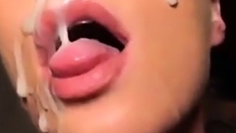 Amateur - Cute Girl Huge Cum Swallow Facial On Cam