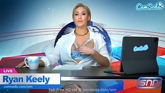 Camsoda - Big Tits Milf Ryan Keely Has Strong Orgasm While Reading The News