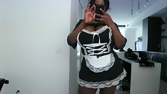 Cherry Takes Her Huge Black Tits Out Of Her Maid Outfit