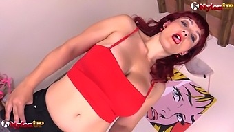 Redhead Pornstar Mary Rider Gives A Footjob In Five Toe Pantyhose