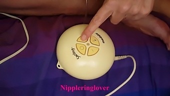 Nippleringlover - Horny Milf Pumps Pierced Nipple For Milk, Extremely Stretched Nipple Piercings