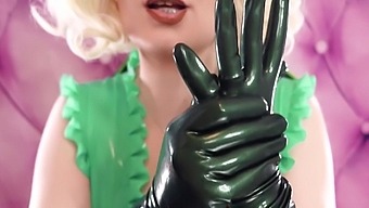 Asmr: My New Dark Green Metallic Opera Long Latex Gloves - Sexy Rubber Tease With Arya Grander