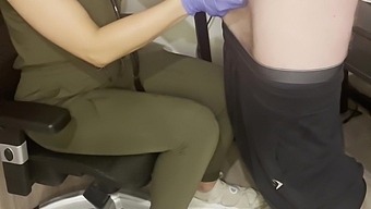 Blonde Teen Doctor Gives A Handjob To A Patient And Milks His Penis