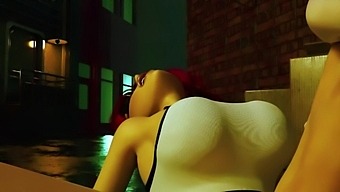 3d Cartoon Of Dickgirl Moaning From Pleasure During Oral And Penetrative Sex