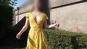 A 19-Year-Old Brunette Has An Upskirt In A Park.