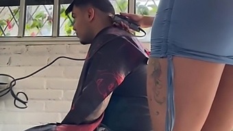 Amateur Hairdresser With A Big Ass Gets Secretly Filmed While Cutting