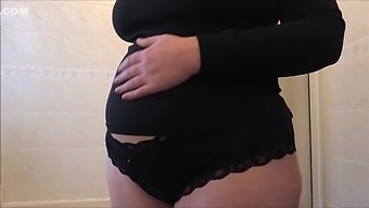 Hd Video Of A Solo Female'S Massive Belly Inflation