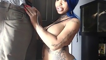 Ebony Babe With Big Natural Tits Gives A Sloppy Blowjob