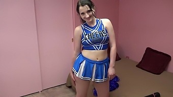 A Pov View Of A Brunette Cheerleader'S Long Hair And Miniskirt As She Sucks And Fucks