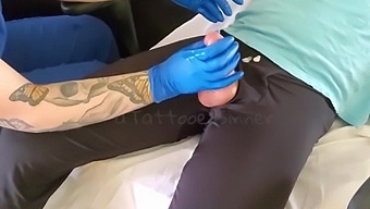 Latex-Clad Medical Professional Gives A Handjob And Collects Semen For Tests