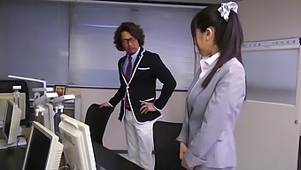 Japanese Secretary Gets A Raise After Receiving A Handjob From Her Boss