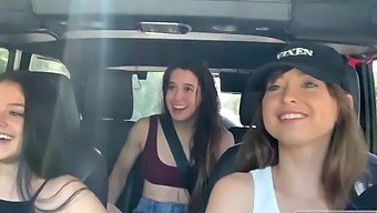 Horny Lovers Enjoying Car Sex With Abbie Maley And Riley Reid