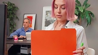 Facial For Office Intern With Tattooed Pussy