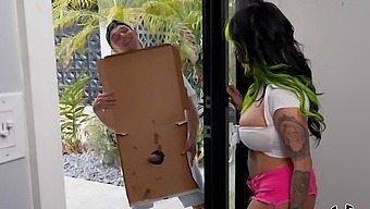 Cumming Hard On Big Natural Tits As Karen'S Pizza Guy Fucks Her