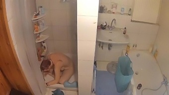 Amateur Redhead Caught Masturbating In The Shower