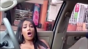 Ladyboy Solo Action In The Car