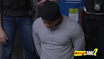 Black Man'S Big Cock Disappears In Blonde Cop'S Tight Ass
