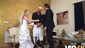 Blonde Bride Takes A Blowjob From Her Husband'S Friend