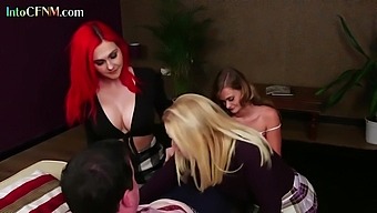 Group Handjob Action With Femdom And Cfnm