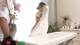 Sensual Massage With Young Girl Who Has Blue Hair And Small Boobs
